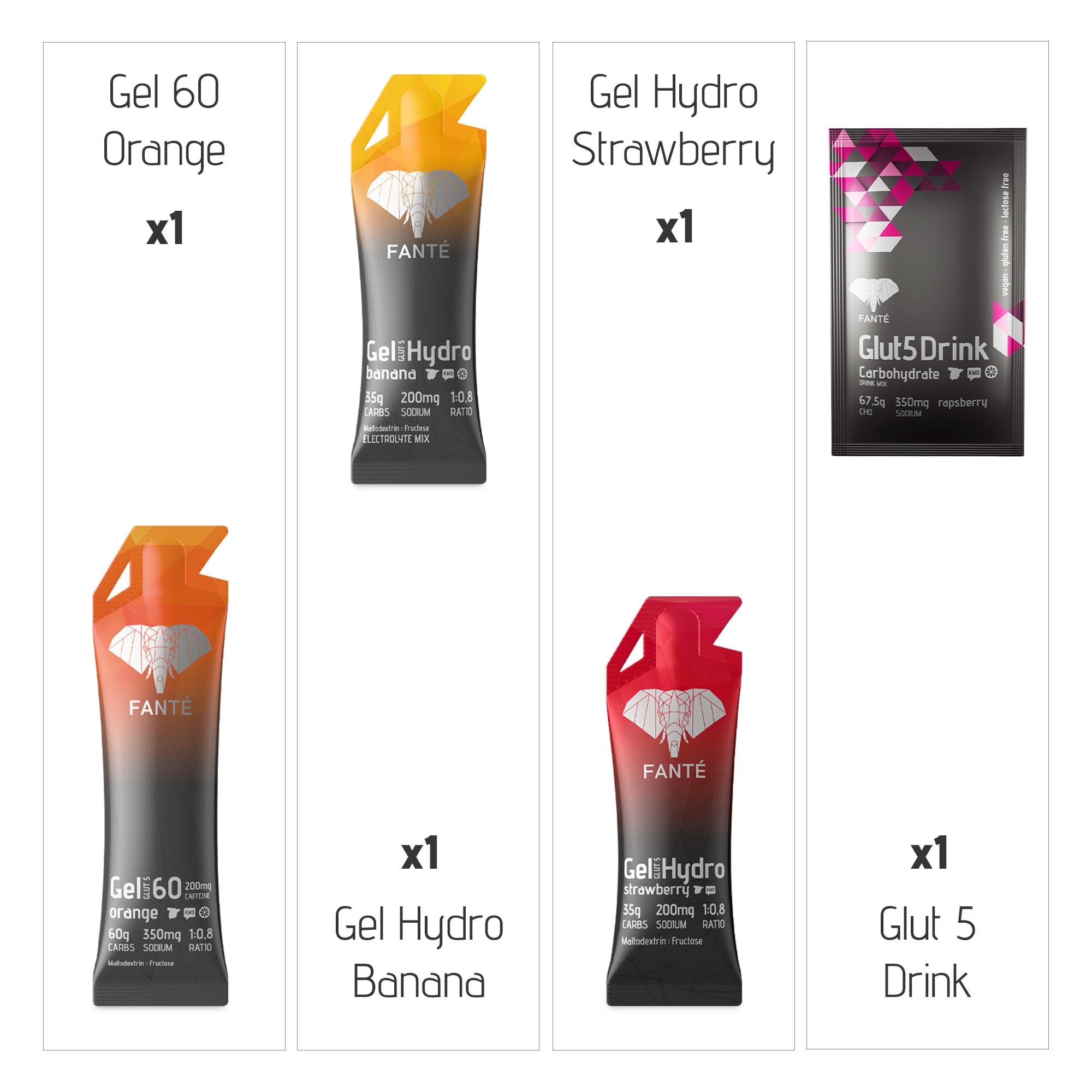 Fanté Medio Maratón Pack | Nutrición para Media Maratón con Estrategia Según Nivel para Running y Resistencia | 1 monodosis y 3 geles energéticos | Con Fruta Ecológica y 350mg de Sodio