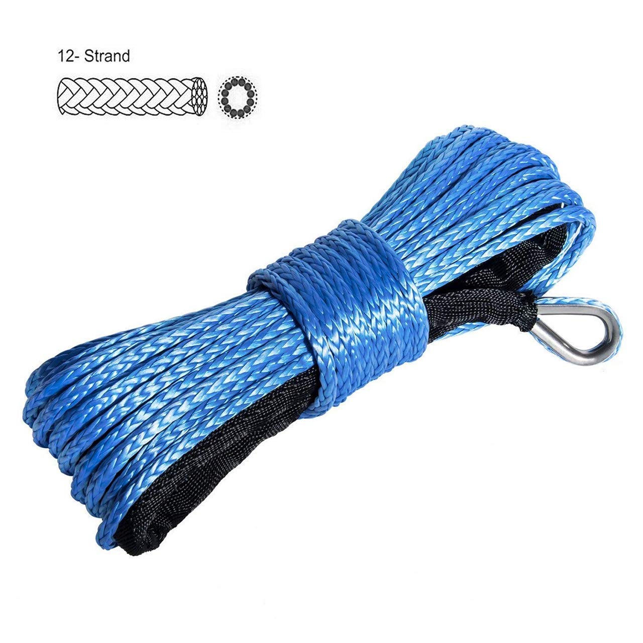 Buy DEDC 1/4" x 50' Synthetic Winch Rope, Blue Winch Cable with Sheath