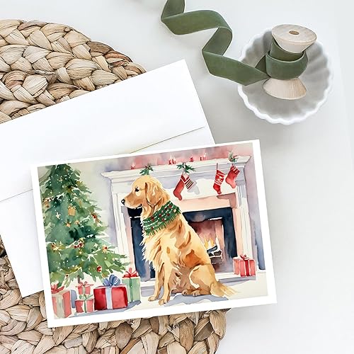 Miniatura 2 de Caroline's Treasures DAC1364GCA7P Golden Retriever - Tarjetas de felicitación navideñas y sobres, paquete de 8 tarjetas en blanco con sobres, tamaño