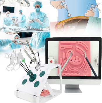 Laparoscopic Simulator Training Box,Surgery Simulator Kit,Laparoscopic Trainer with Hd Camera And 6 Training Module,Folding Portable,for Training Teaching,Green