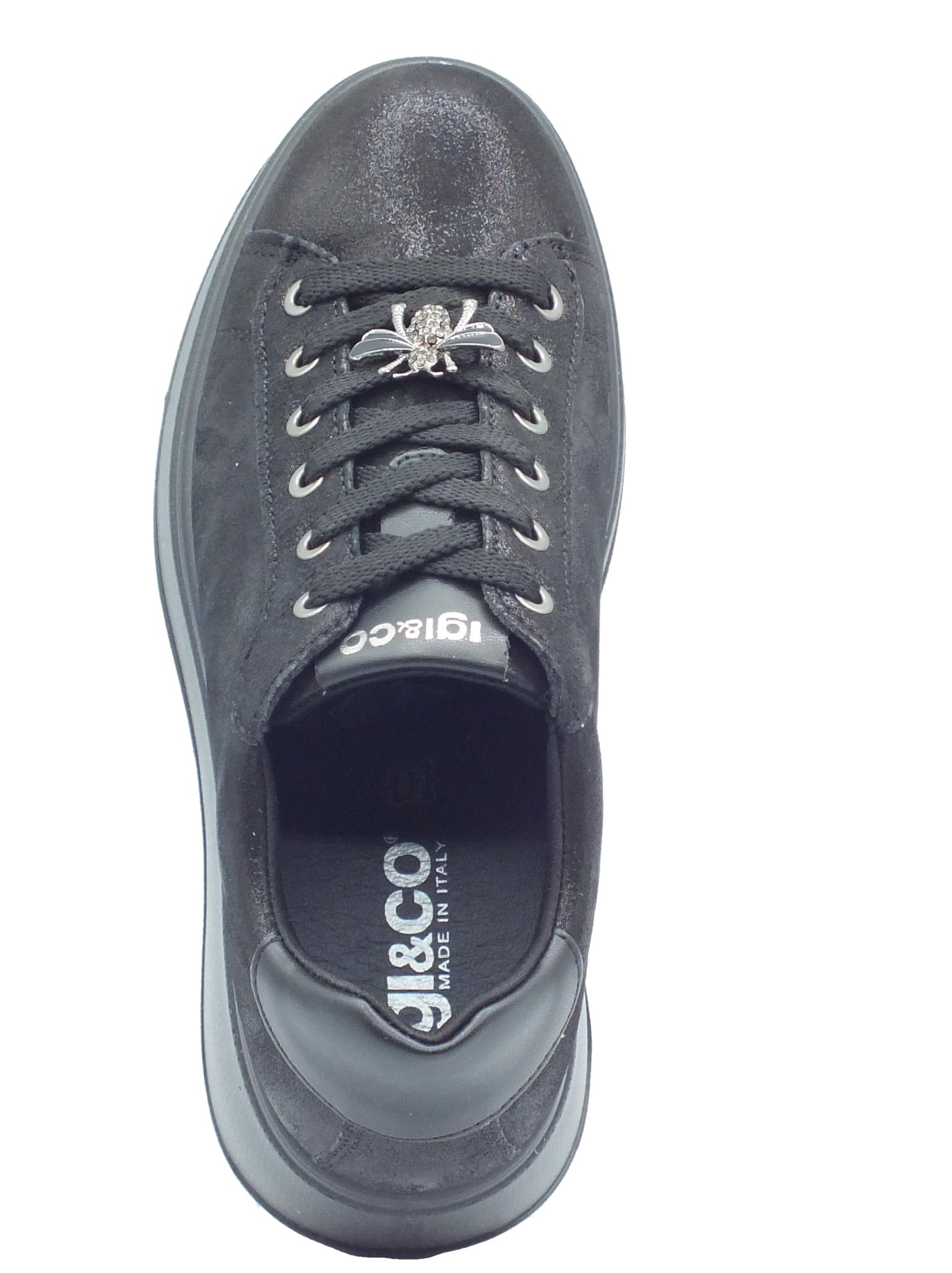 IGI&Co 2170400 Capra Cam Nero Sneakers per Donna in Pelle Nera con Zeppa