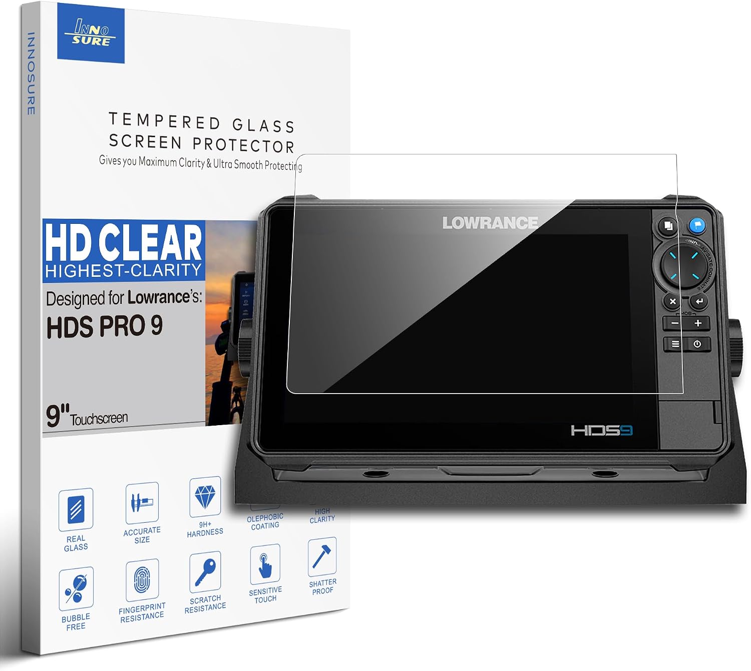 Premium Tempered Glass Screen Protector for Lowrance HDS PRO 12 Inch Touchscreen Fish Finders Accessories Anti Scratch (HD Clear)