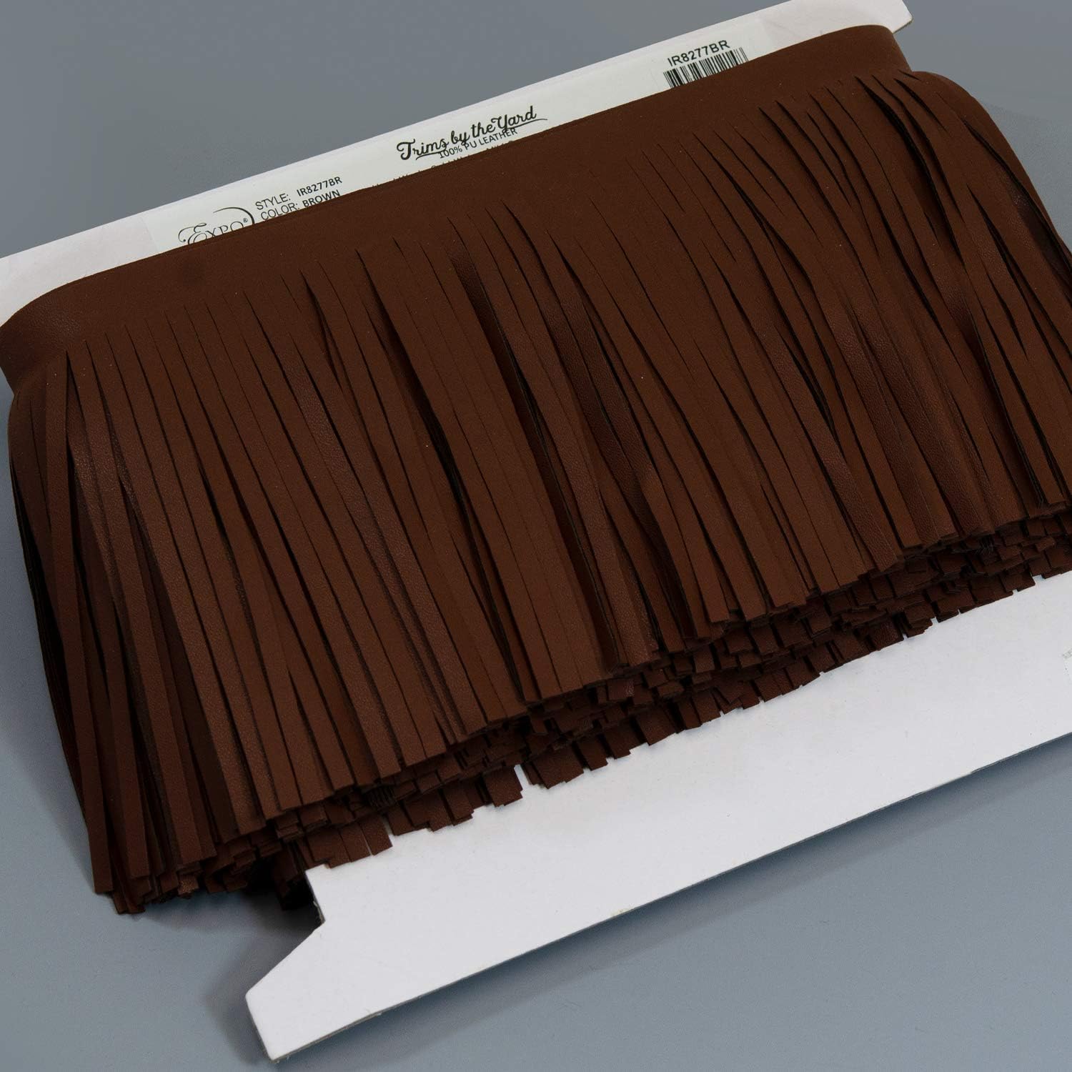 Trims by the Yard 6" Premium Vegan Leather Fringe Trim | Brown | (5 yard cut)