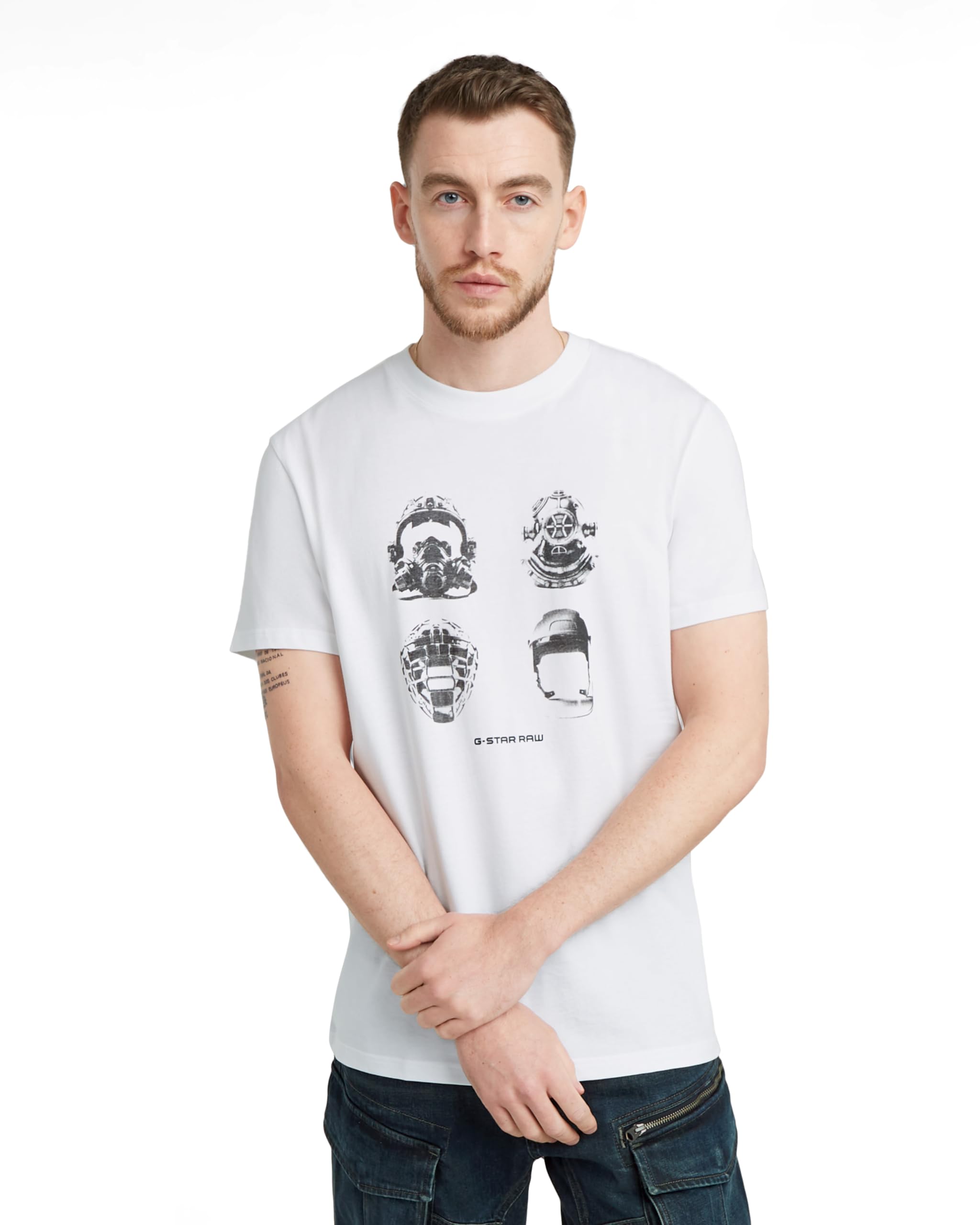 G Star Men's Masks Graphic T-Shirt - White - Medium
