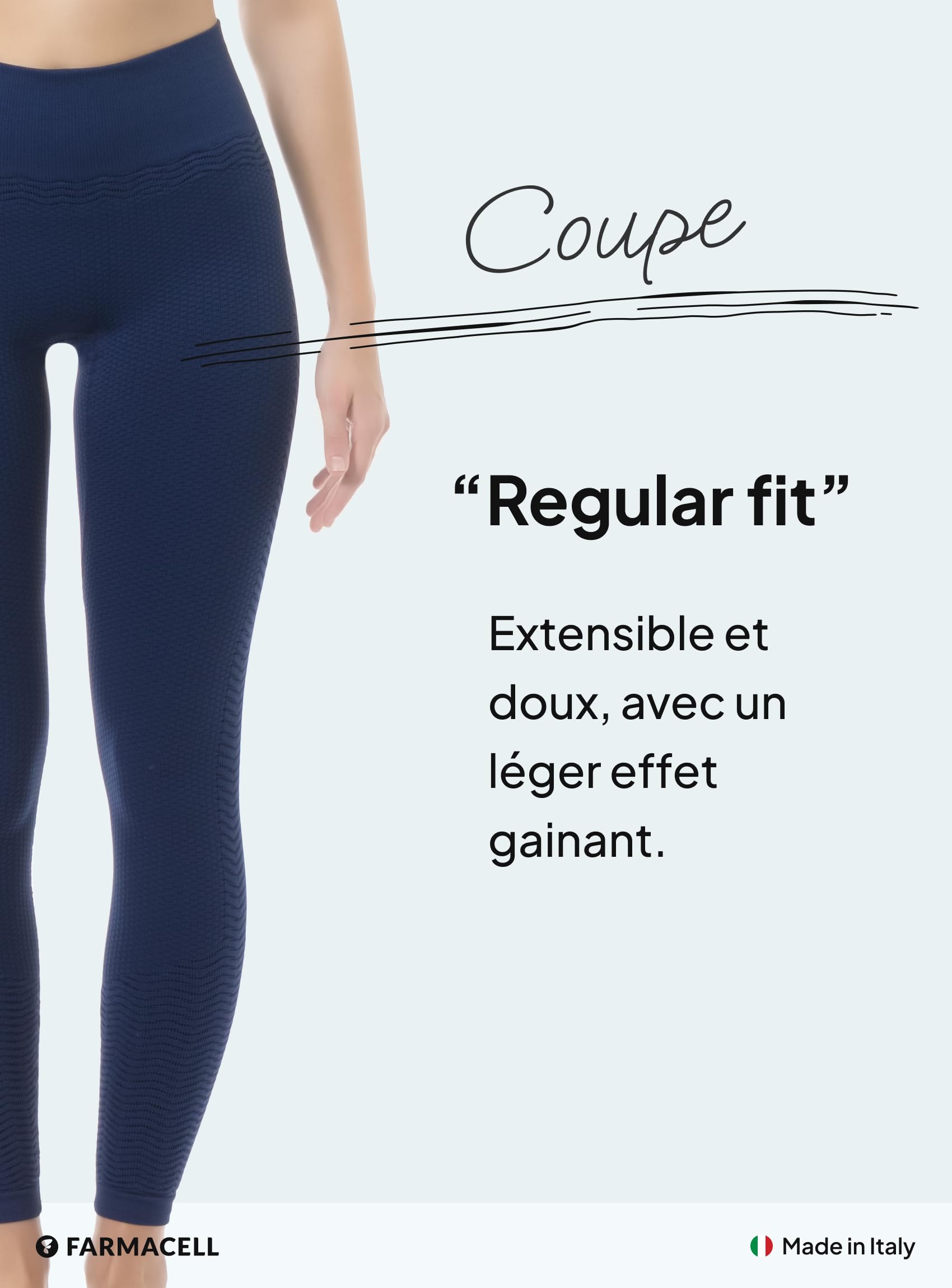 Farmacell Legging Femme Anti-Cellulite Effet Massant 3D et FIR, Made in Italy, 1109