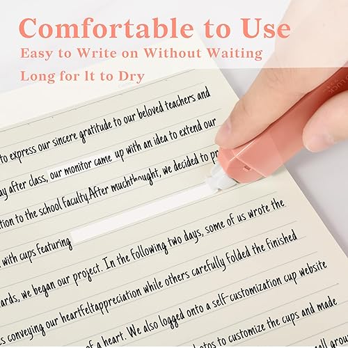 Miniatura 4 de Temiary 6 cintas blancas para corrección instantánea, lindo blanco para escribir, juego de cintas de corrección estética, fácil de usar para