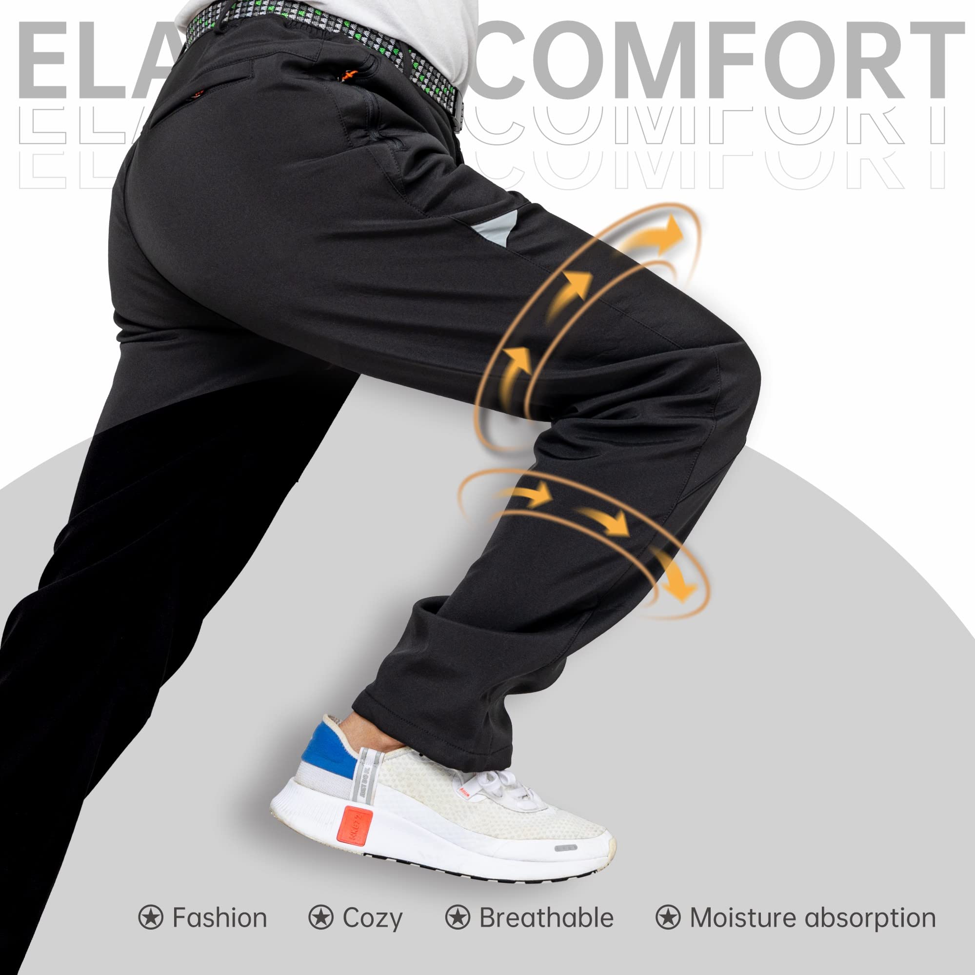 Hiver Pantalon De Plein Air Hommes Coupe-Vent Polaire Doublé Neige Ski Soft Shell Pantalon Chaud Randonnée Marche Golf Pêche Escalade Pantalon