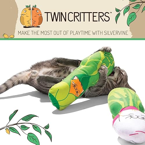 Miniatura 7 de TWINCRITTERS KittiVeggi - Paquete de 2 juguetes orgánicos de sustituto de hierba gatera Silvervine para gatos y gatitos  100% natural cosechado
