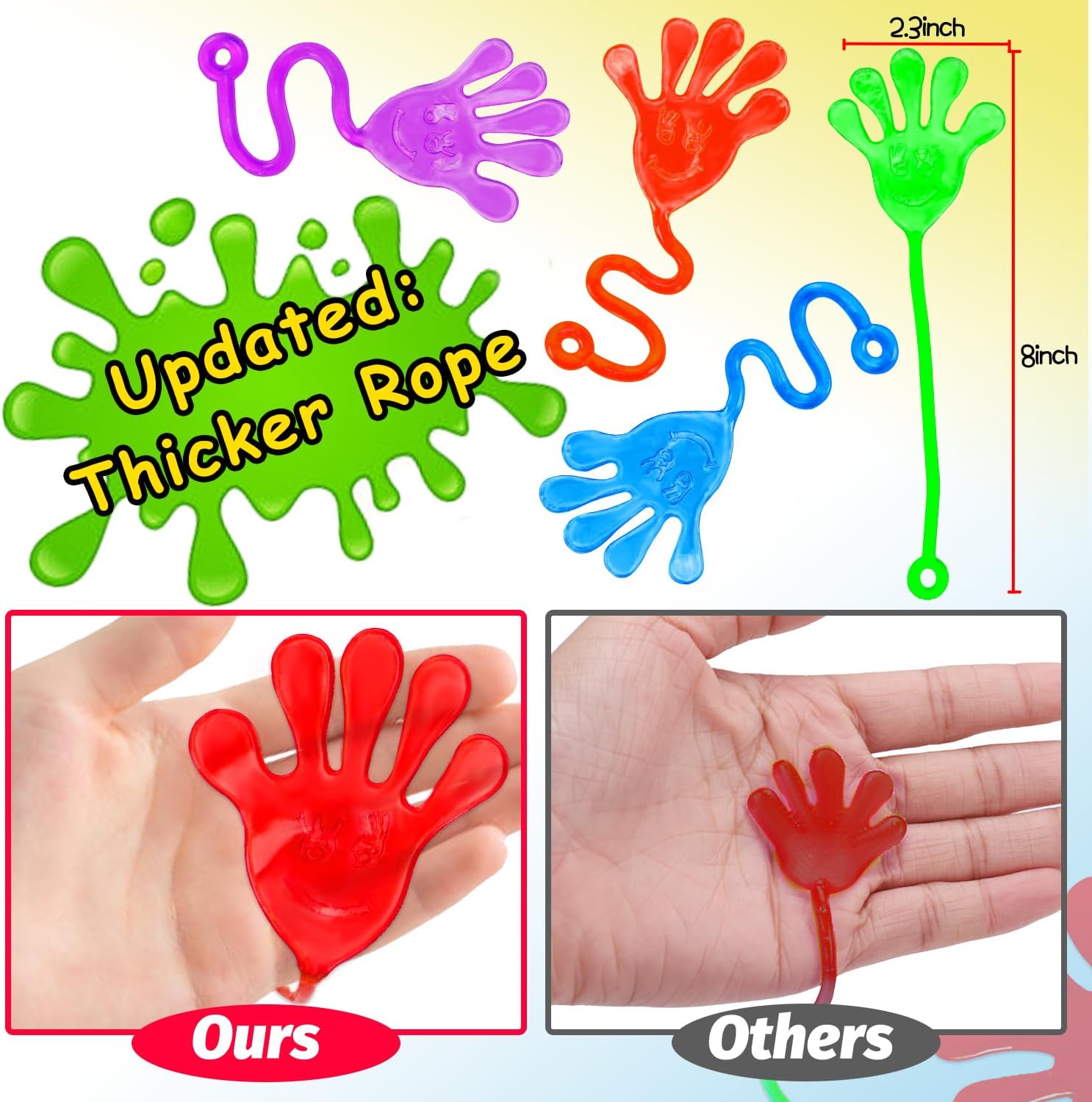 Thremhoo 40Pcs Glow in the Dark Sticky Hands Kids Party Favor Supplies Goodie Bag Stuffer Pinata Return Gift Stretchy Class Prize Carnival Sensory Goody Party Pinata Filler Treasure Box Bulk Toy