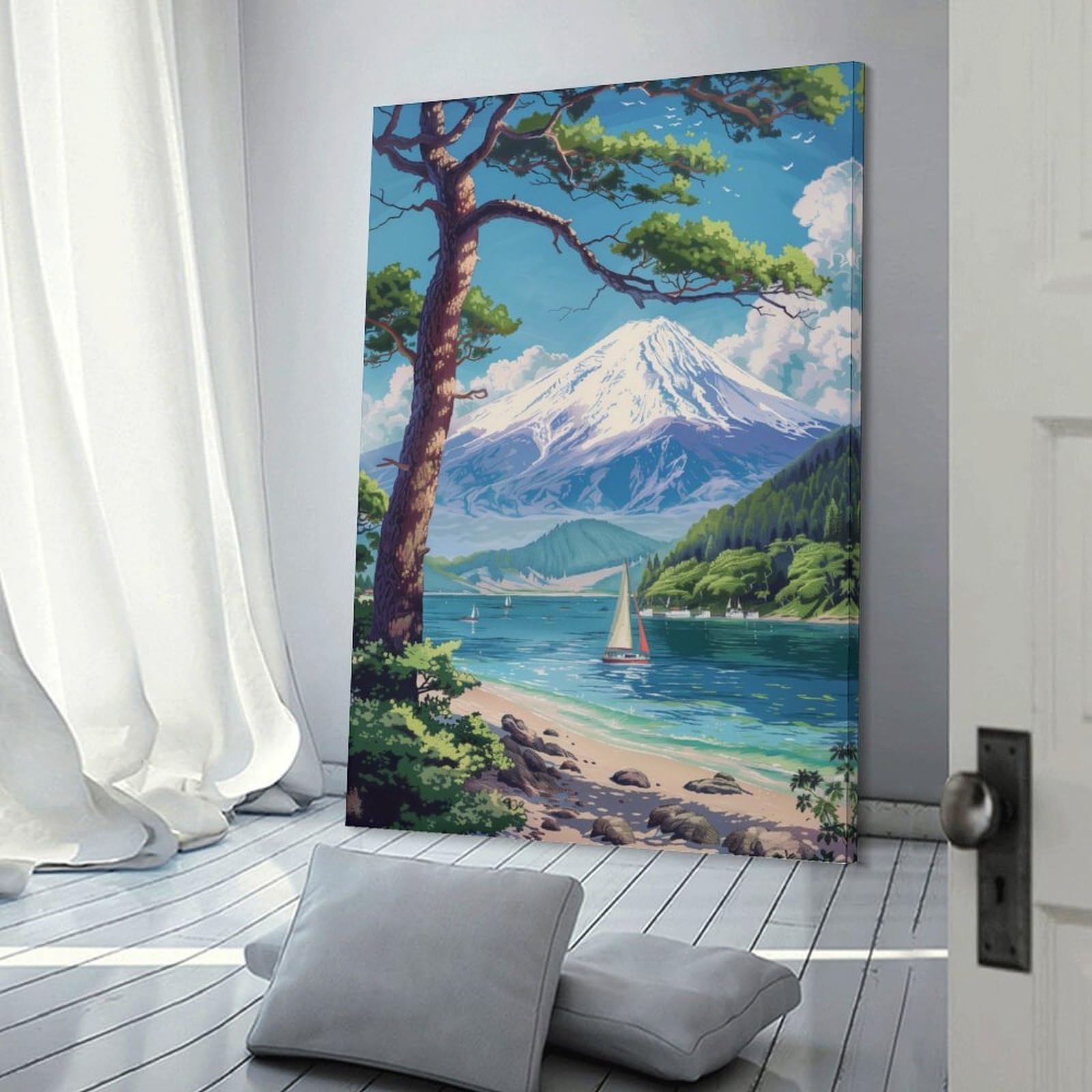 Junmoney Canvas Wall Art Mount Fuji in Japan, 12x18inch(30x45cm), for New Homes, Bedrooms Or Workspaces, Canvas Artwork with Gifting Potential