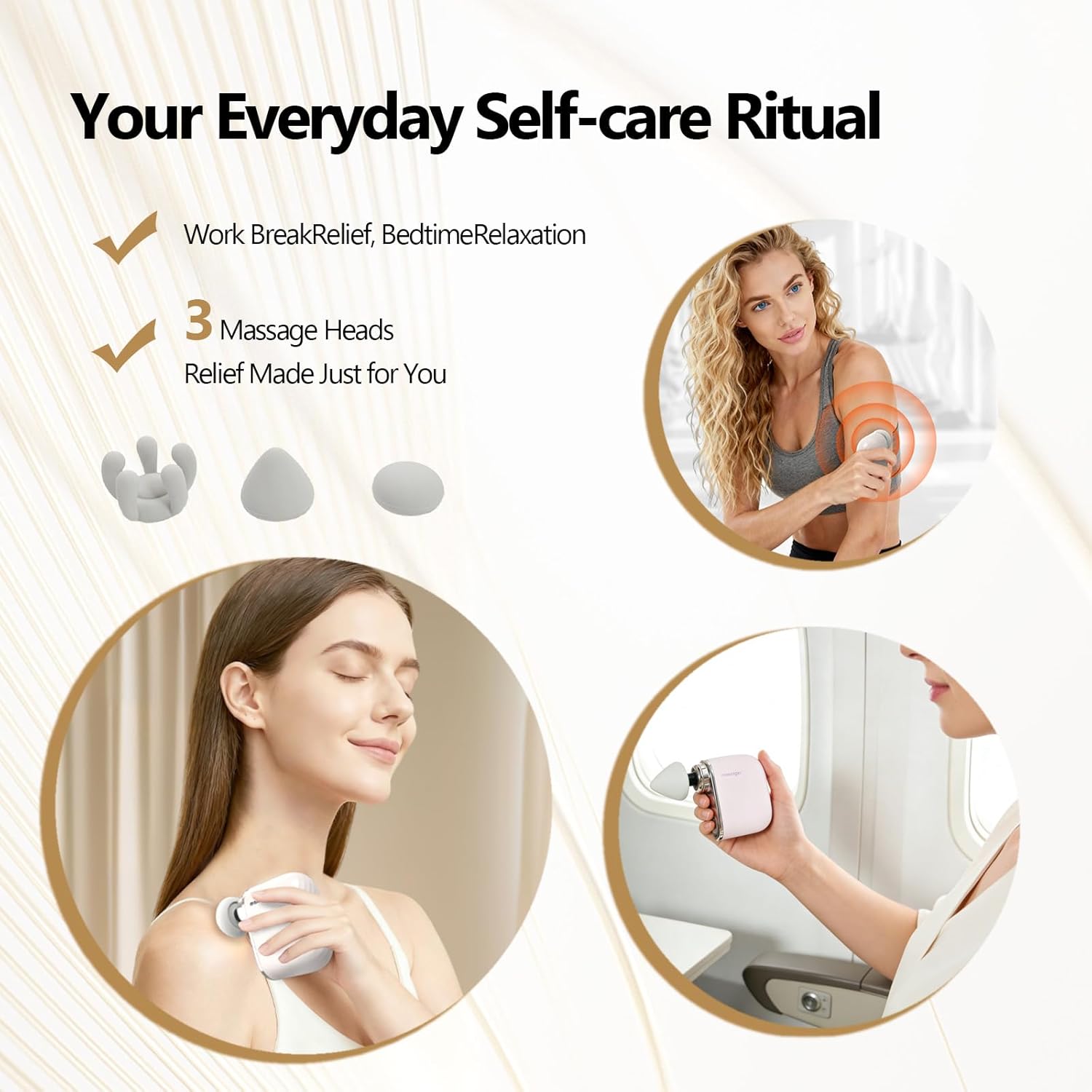 Mini Massage Gun, Portable Deep Tissue Muscle Massager with 4 Heads, Adjustable Speed & Pressure, Quiet Powerful Motor, Rechargeable Handheld Percussion Massager for Neck, Shoulder, Back & Legs Pink - Image 7