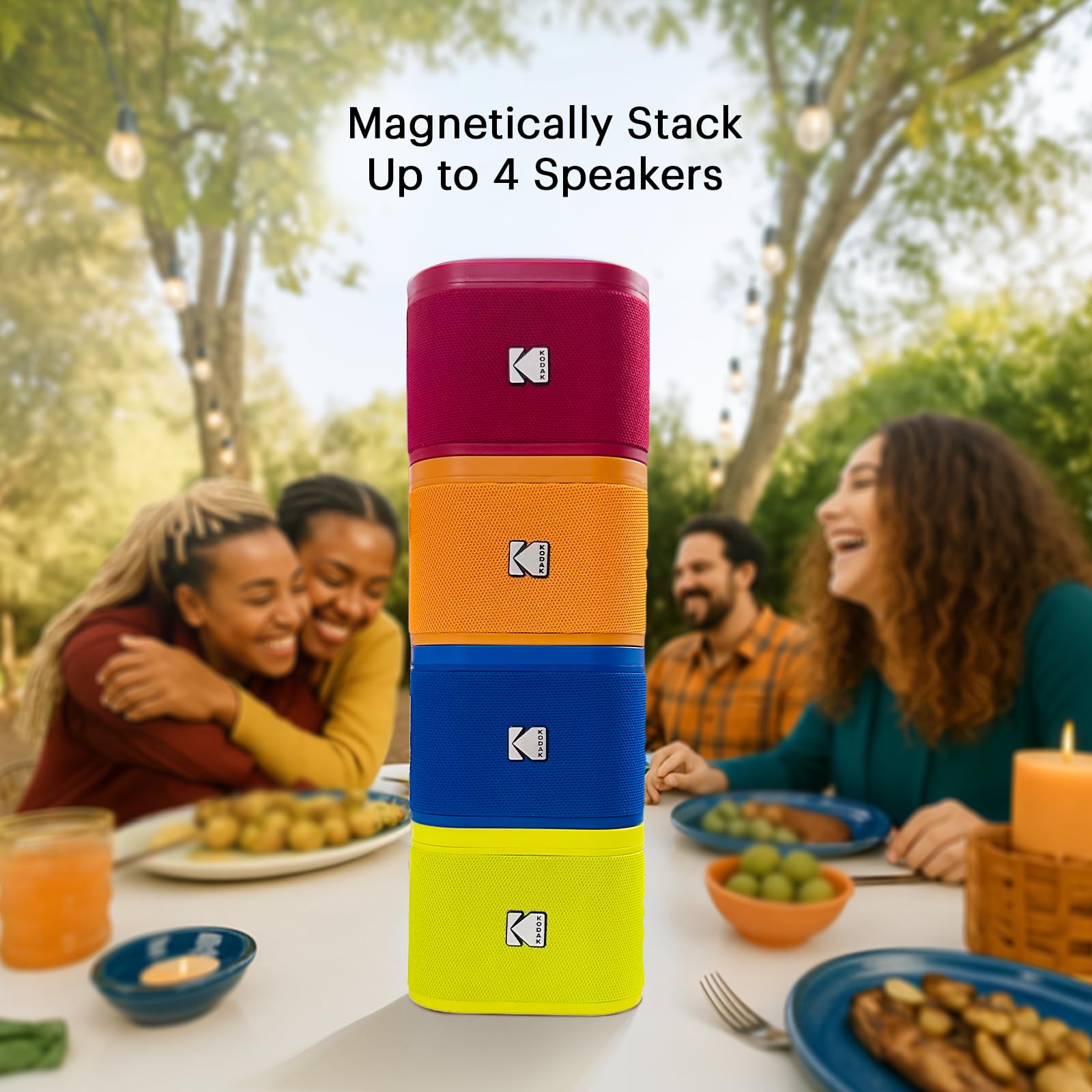 Kodak SOUNDBRIX Cassa Bluetooth Portatile Gialla - Suono 5W, Batteria 3h, Dock Magnetico, Connetti Fino A 100 Casse