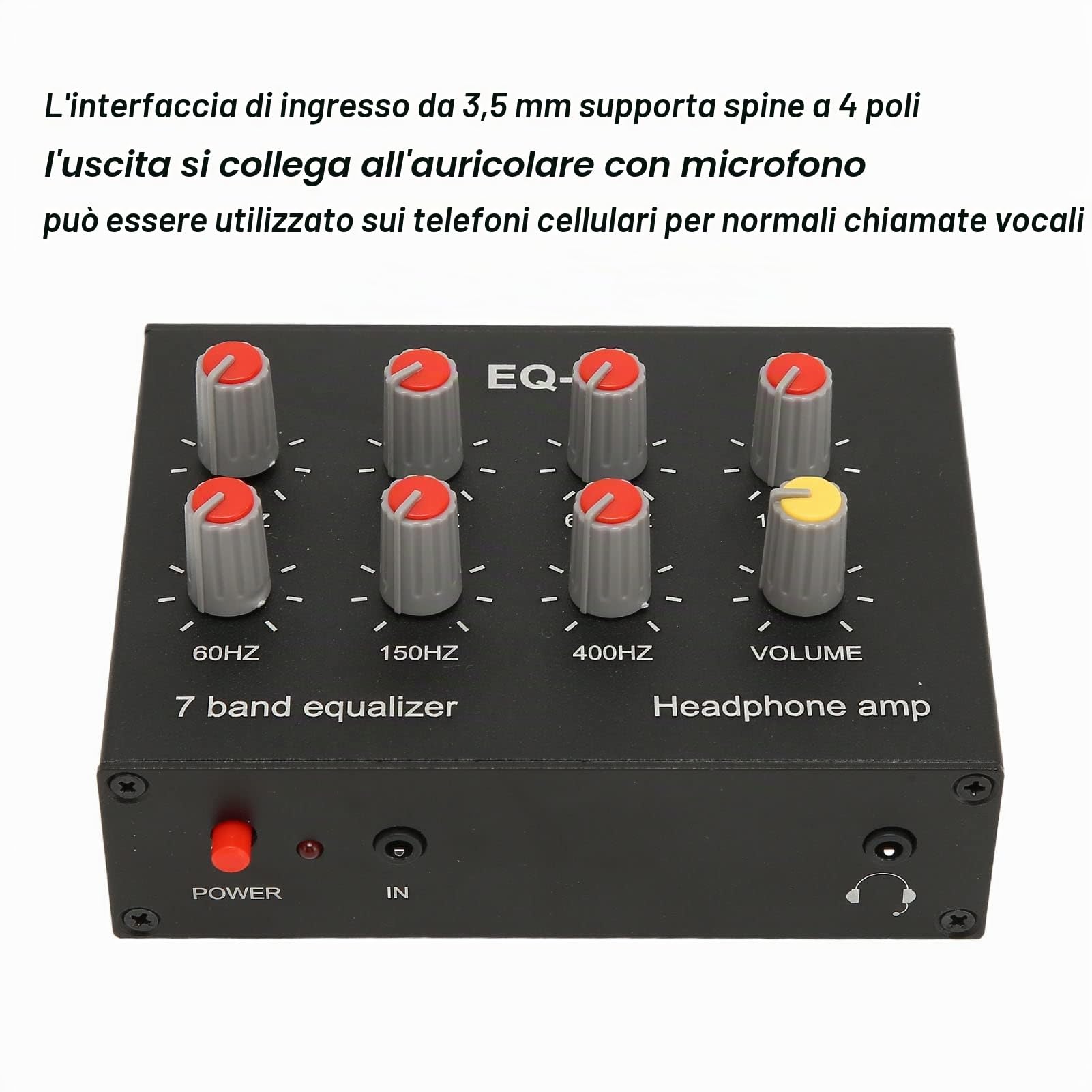 Equalizzatore a 7 Bande, 12dB, Regolazione dei Bassi Alti, Equalizzatore Digitale a Doppio Canale, Ingresso di Uscita , Interfaccia da 3,5 Mm, per Registrazione, Streaming,
