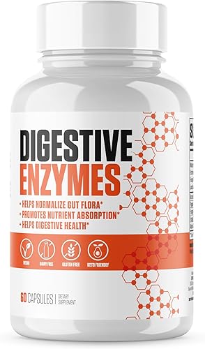 Enzimas digestivas extra fuerte 5X  Nuevo suplemento de enzimas digestivas #1 para ayudar a la flora intestinal, digestión saludable, absorción de