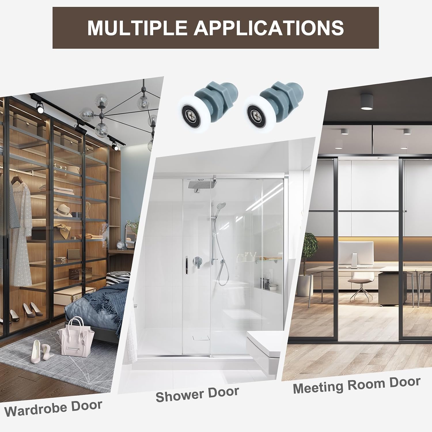 MECCANIXITY Shower Door Rollers Wheels, 23mm Diameter Bathroom Glass Shower Door Replacement Parts Runner Sliding Roller for Bathroom Glass Doors Kitchen, (Grey, Pack of 4)