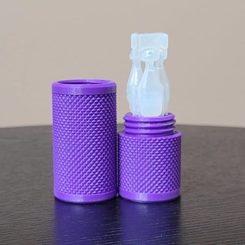 Vista 36 de Znet3D Eye Drop Vial Holder & Travel Carry Case - Securely Holds Three (3) Single-Use Vials - Screw-On Lid, Knurled Pattern - Keep Vials Safe & Silk