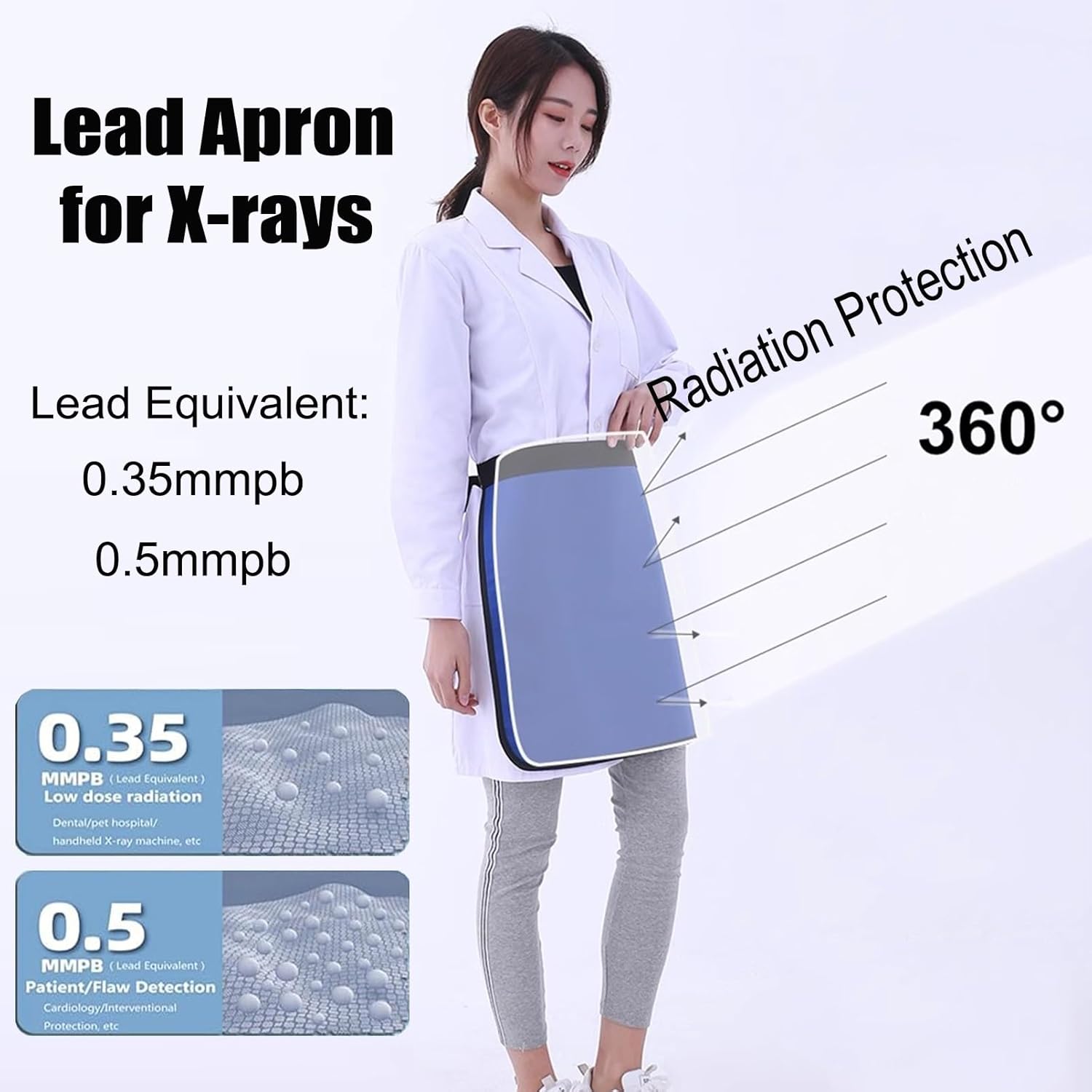 ARHEORMUH X線用リードハーフエプロン0.35/0.5mmpb相当、X線放射線学用インターベンション放射線学用シールド(0.35MMPB)