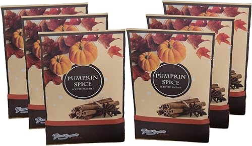 FloralSimplicity Sachets Pumpkin Spice Otoño e Invierno paquete de 6 fragancia para el hogar de larga duración respetuosa con el medio ambiente