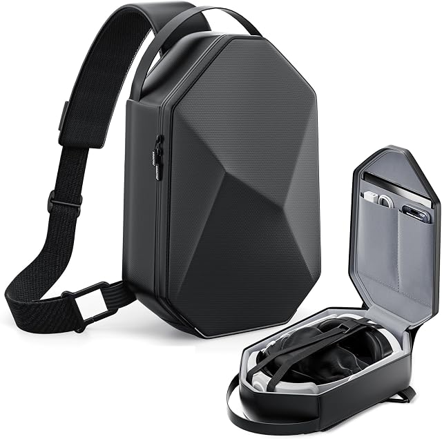 ANNAPRO Le dossier de la recherche de Meta 3/Quest 3S/Quest 2/Vision Pro 2/Pico 4, Crossbody de mode VR Sac compatible avec Kiwi Design/BOBOVR Elite Accessoires de batterie, Sac de voyage à épaule