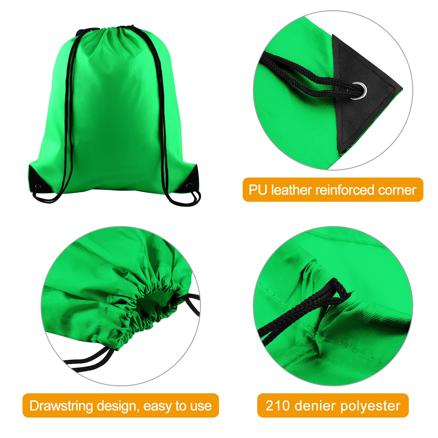 KUUQA Mochila con cordón, bolsas de almacenamiento para deportes, gimnasio, viajes, Verde, 15.7"*13.4", Moderno