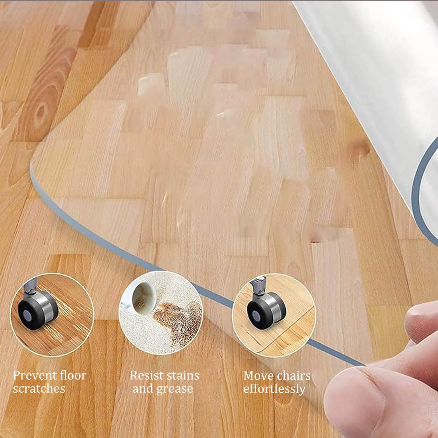 Clear Desk Chair Mat For Rolling Chairs 30" 36" 40" 46" 47" 52" 60" 72" Office Chair Mat For Hardwood Floor Transparent Pvc Floor Protector Mat Non-Slip Waterproof For Hallway(40"x64")