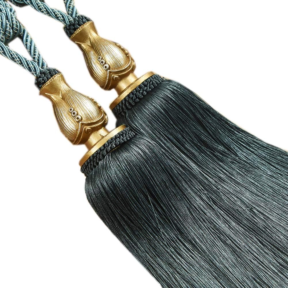 1 Pair European Style Tassel Curtain Buckle Holder Curtain Tiebacks Rope Decorative Curtain Tiebacks Holdbacks (Dark Blue)