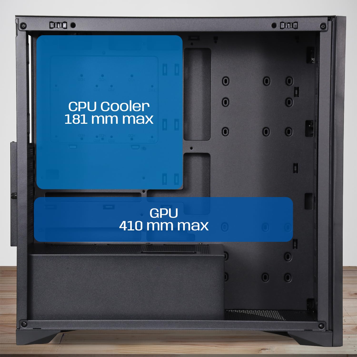 NEWWAY - NW1 Boitier PC Façade en Bois - Moyen Tour Compatible ATX/Micro-ATX/ITX - Type C USB - Ventilateurs Inclus 3x140MM PWM - Panneau latéral Verre tempéré (Noir)