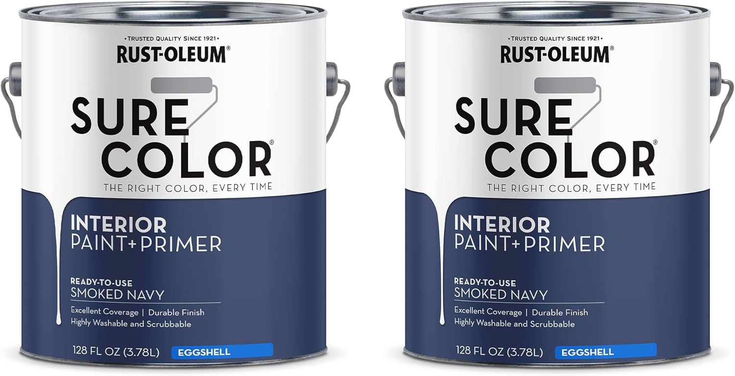 Rust-Oleum 2-Pack of 1 gal 380226 Smoked Navy Sure Color Interior Paint + Primer, Eggshell
