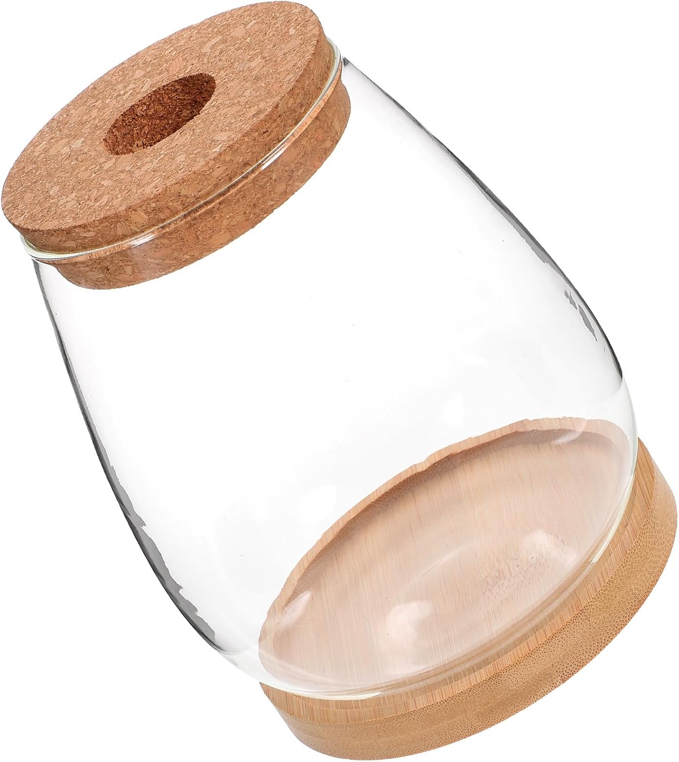 Vaso idroponico KICHOUSE in vetro con sottovaso in bambù