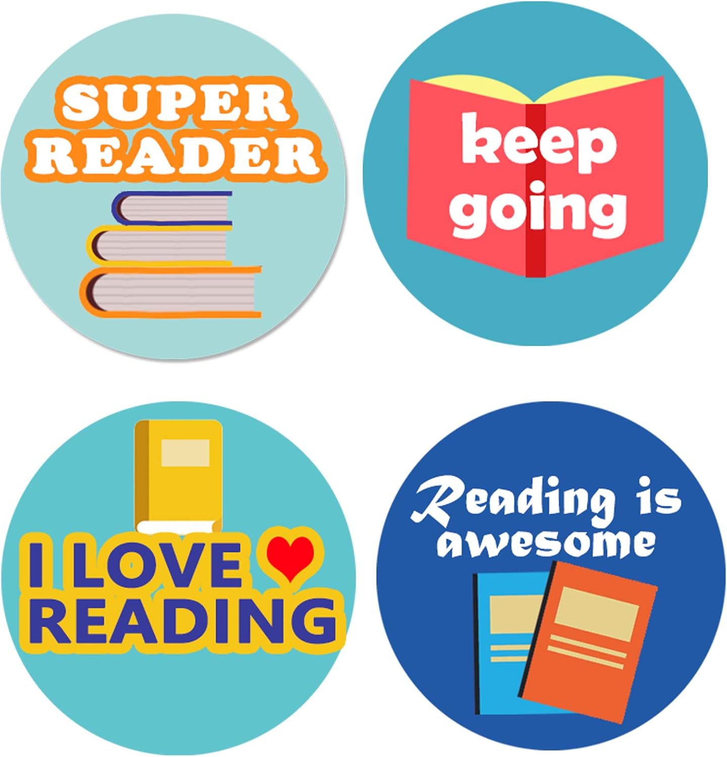 Reading Stickers for Kids,Teacher Reward Labels,Motivational Reading Stickers for Students,Teacher,School,Inspiring Planner Label,1.5 inch 504 Per Pack (Pack of 2)