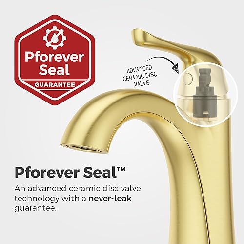 Miniatura 5 de Pfister Willa LF042MALBG - Grifo para lavabo de baño, control único, 1 mango, agujero único, acabado dorado cepillado, LF042MALBG