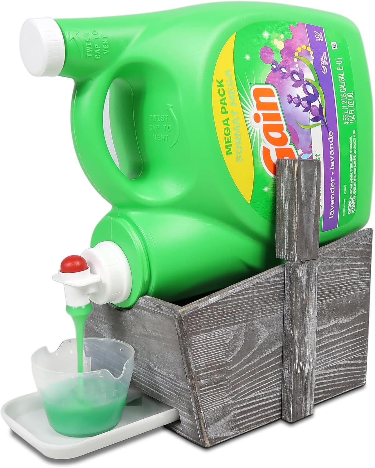 Besuerte Laundry Detergent Stand – Farmhouse Laundry Detergent Shelf – Liquid Laundry Detergent Holder – Laundry Soap Holder – Detergent Organizer For Laundry Room(Grey)