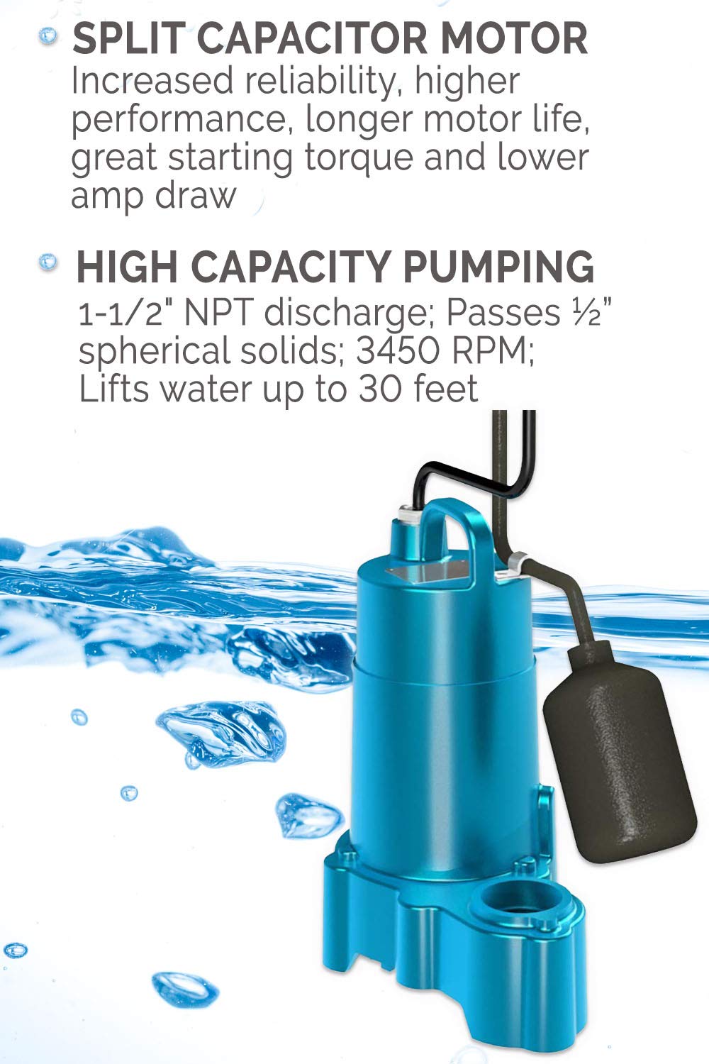 Get Discount 70% Price Barnes 112550 Model SP33AX Submersible Cast Iron Sump Pump – 1/3 HP, 3,000 GPH, 20' Cord, Piggy Back Mechanical Float Switch, For Residential Use