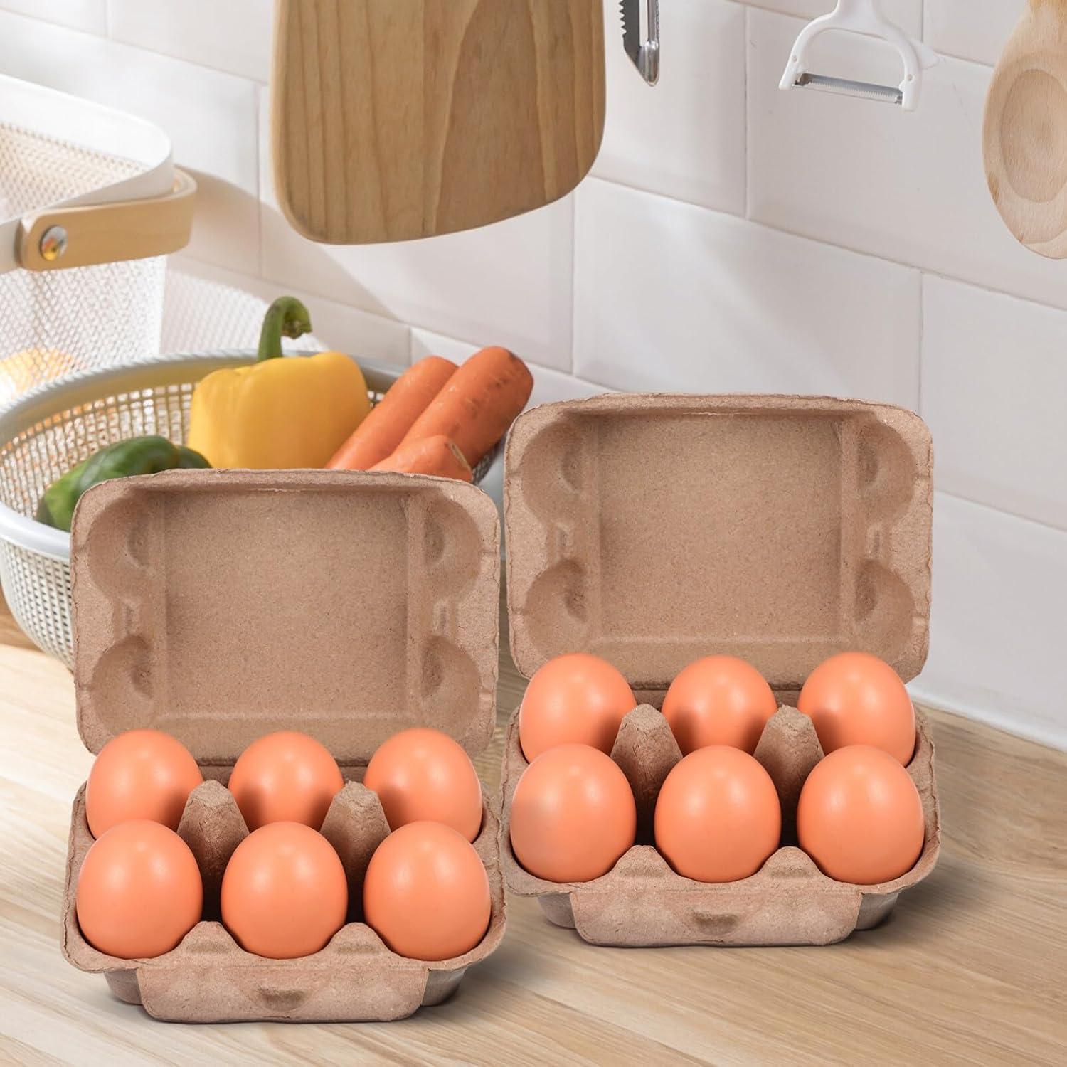 Chicken 25pcs Pulp Egg Cartons Container Empty Egg Tray Pulp Fiber Egg Holder for Farm Egg Carton Cardboard Paper Holder Container for Refrigerator Holds Up to 6 Egg Countertop