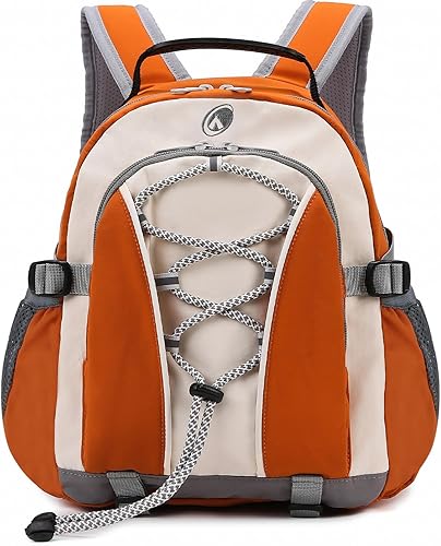 Mini mochila de senderismo naranja de 10L con correa para el pecho para niñas y niños, mochila pequeña de senderismo con correas acolchadas para