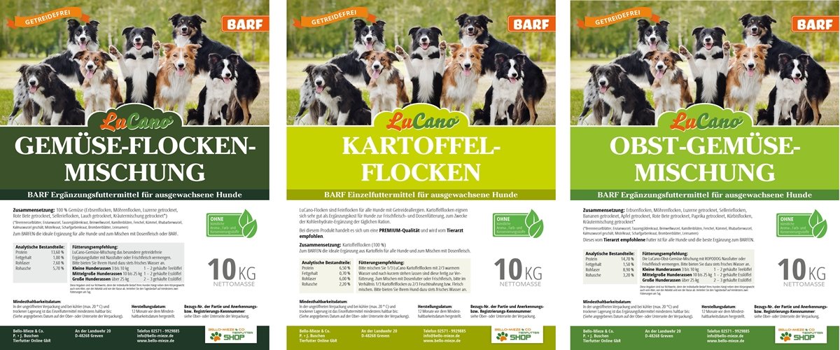 10 kg LuCano Gemüseflocken Mix für Hunde | Barf Ergänzungsfutter | Gemüsemischung | Trockengemüse