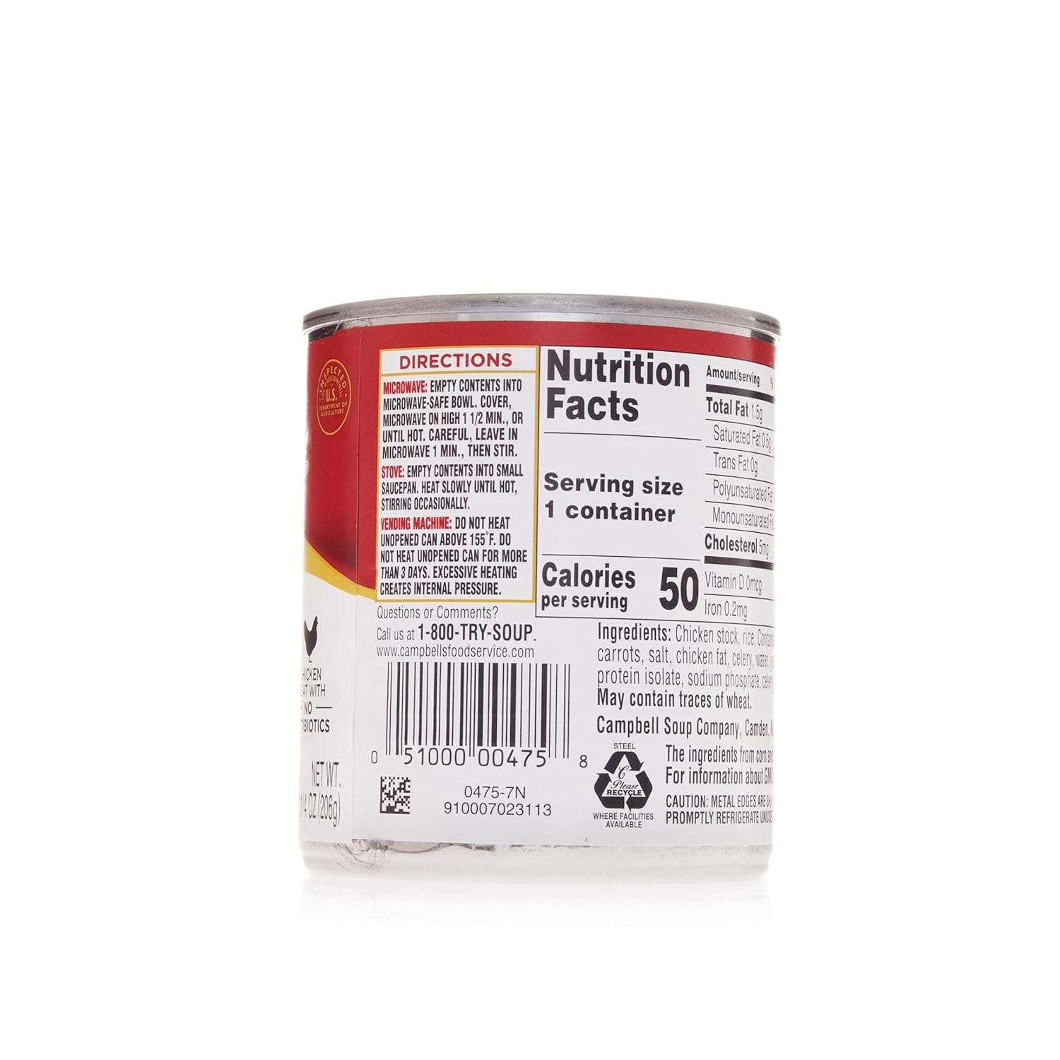 Campbell's Classic Ready to Serve Chicken with Rice Soup, 7.25 Oz, 24 Count