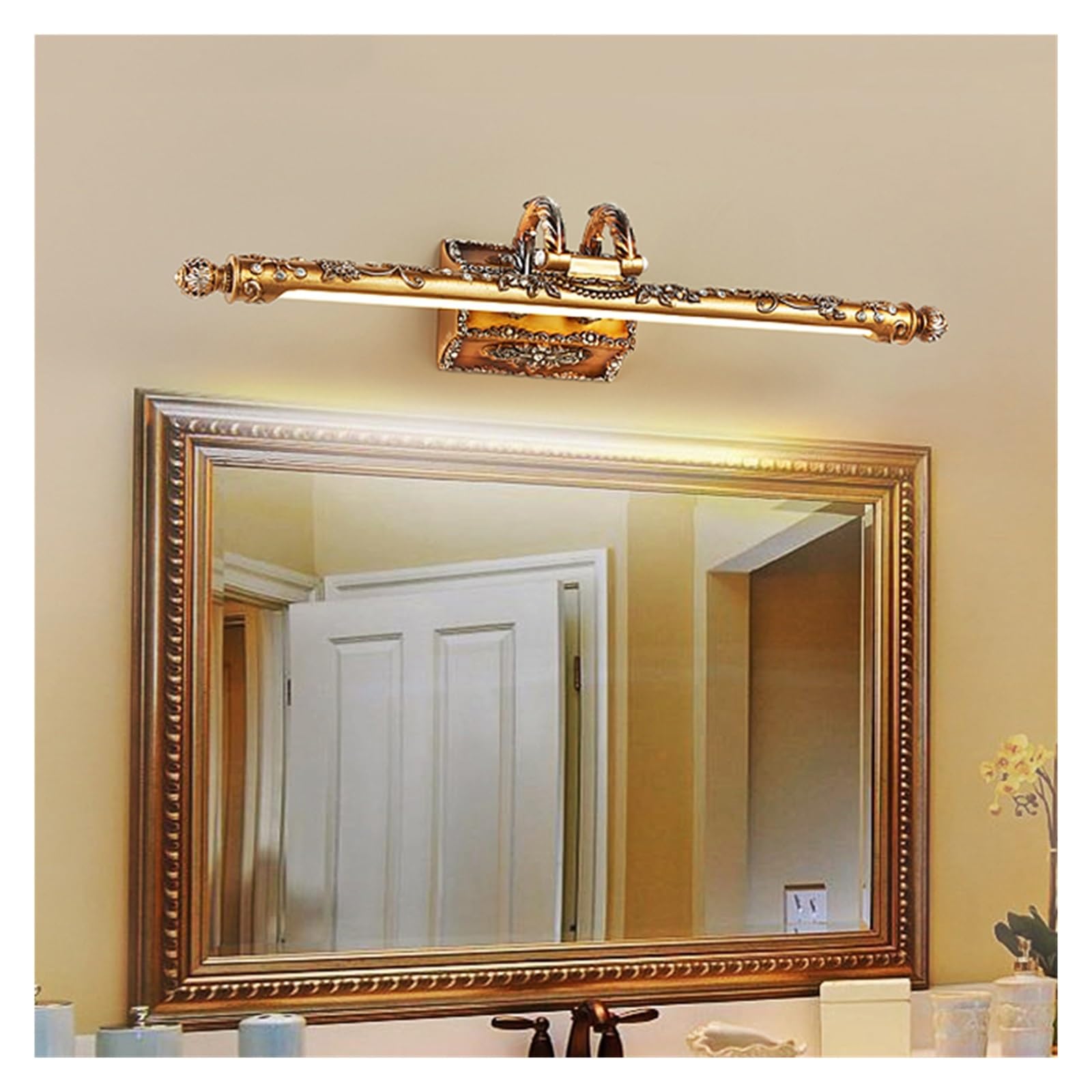 Applique da parete dorata for bagno a led Lampada specchio d'argento vintage francese camera letto Camera Illuminazione immagine Piccolo E Luminoso(Silver)