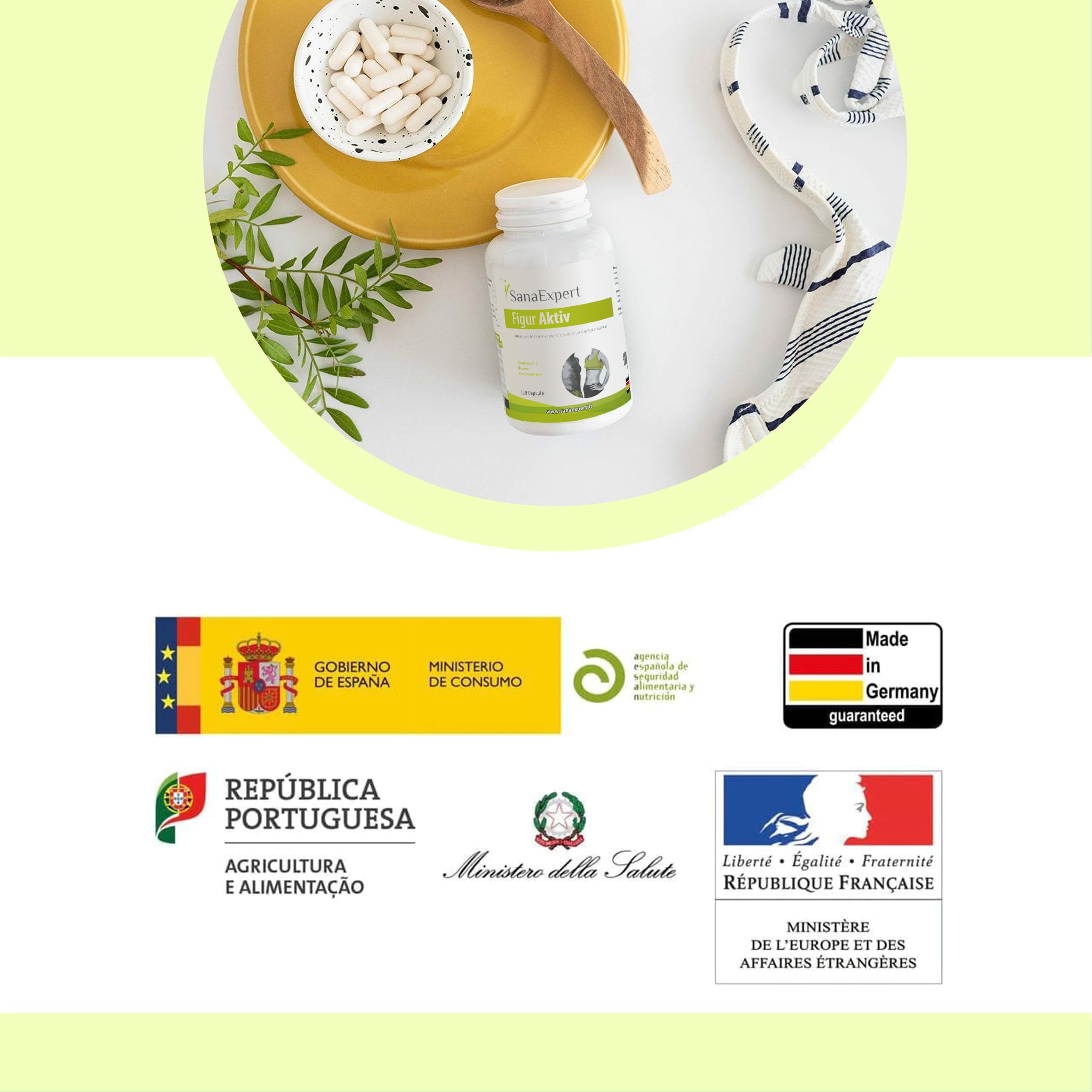 SanaExpert Figur Aktiv - Integratore Naturale con Konjac e Vitamina B12-120 Capsule - Prodotto in Germania