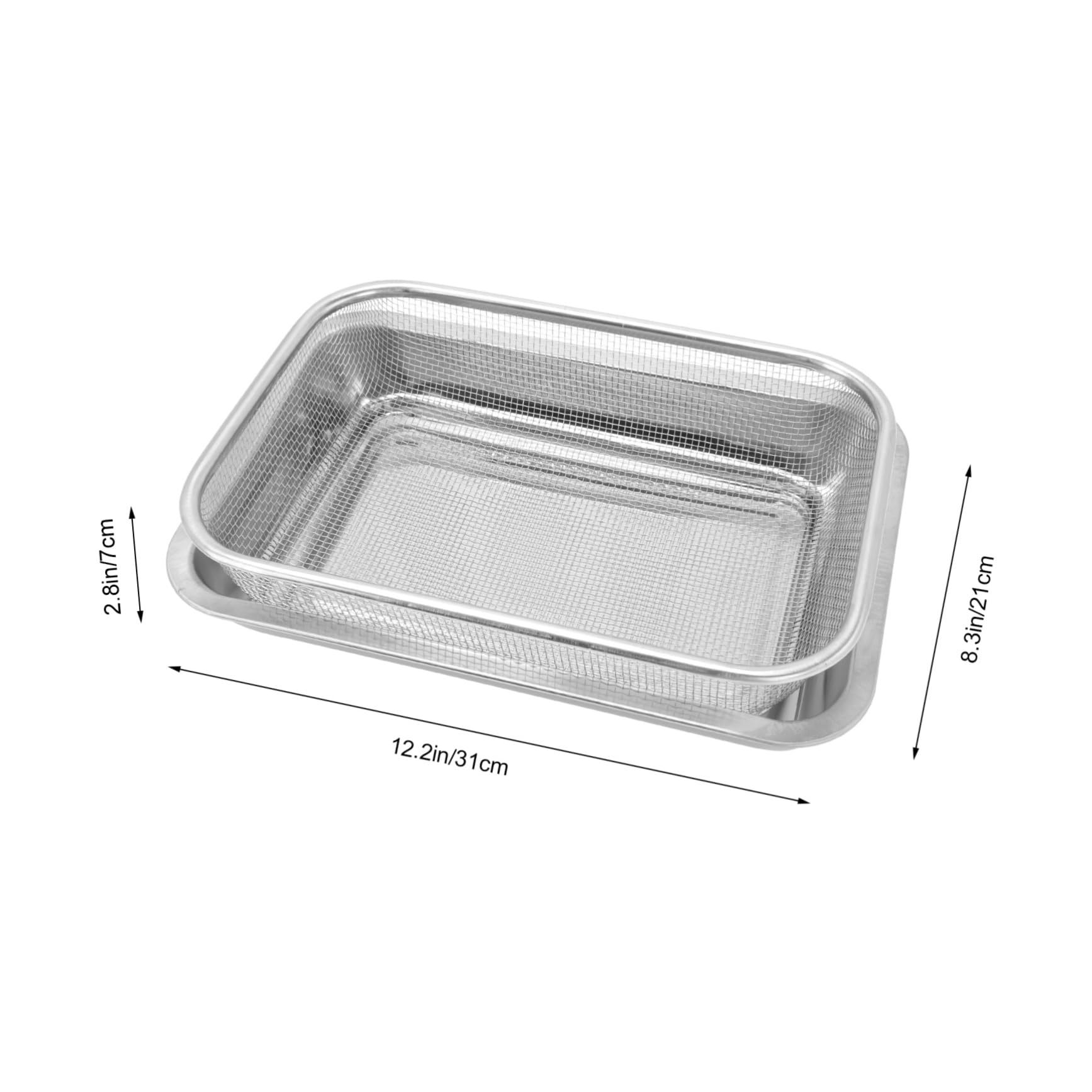 TOPPERFUN Stainless Steel Drain Rack Baking Sheet Oil Strainer Big Plate and Cooling Rack for Efficient Oil Water Drainage Random Style