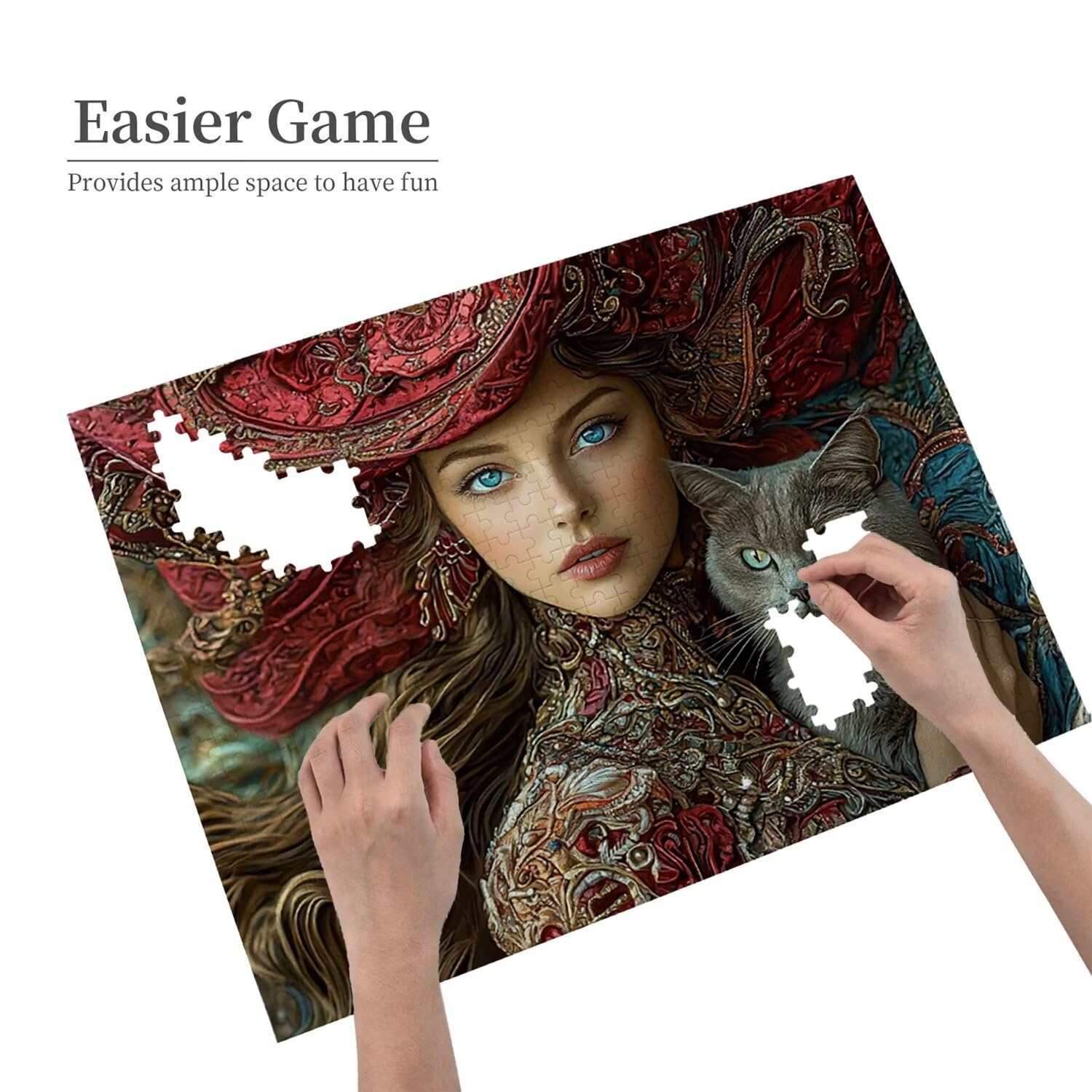 Puzzle para Adultos 3000 Piezas, Belleza Gato Puzzle, Difícil, Desafiante, Rompecabezas Encajan Perfectamente, Letras en la Parte Posterior, sin Polvo, Regalo para Personas Mayores 122x80cm s-514