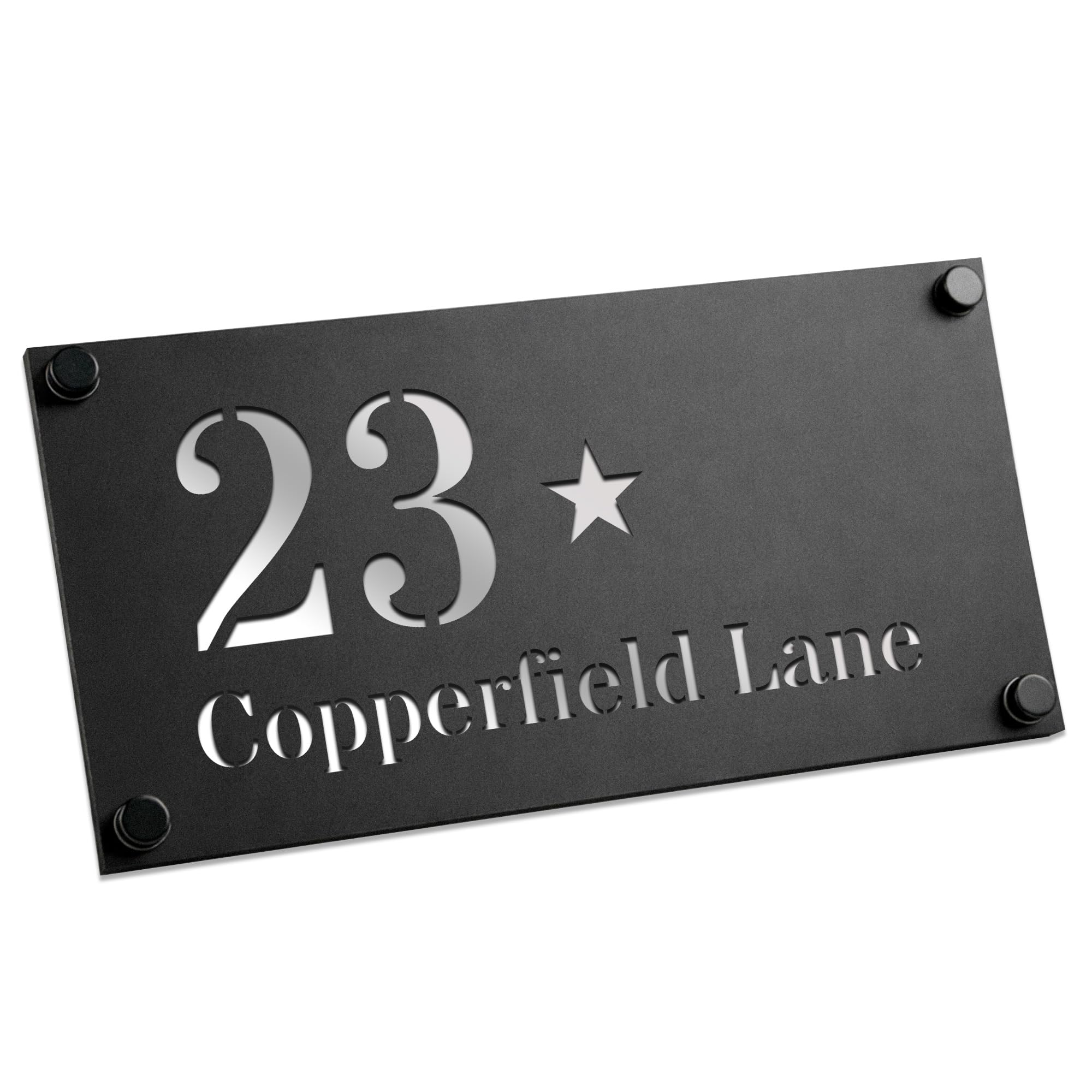 RED OCEAN Number Signs Personalised House Laser Cut Door Street Address Black Plaque Modern House Sign