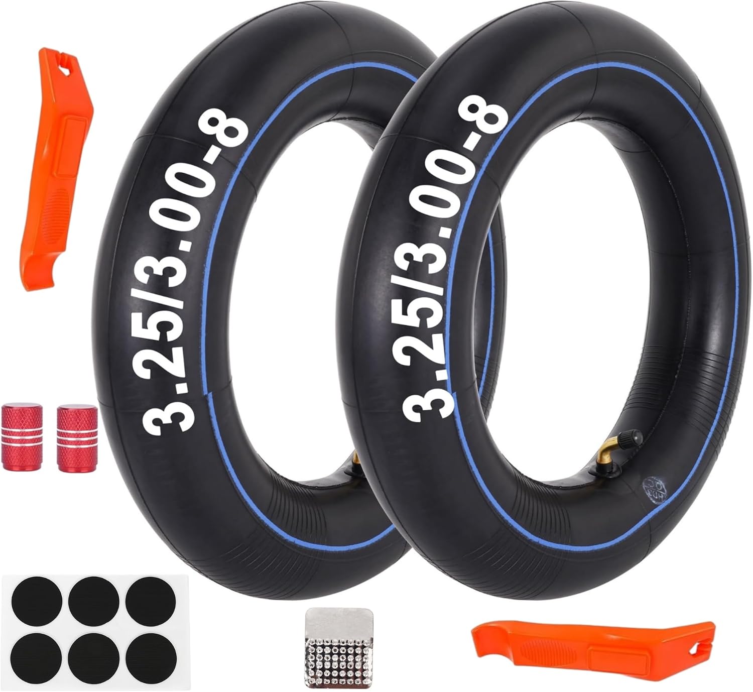 2er Packung 3.25/3.00-8 Schlauch Mit Reparaturset Abgewinkeltem TR-87 Ventil F R 8 Zoll Felge Roller Mini Chopper Go Kart ATV Schubkarrenr Der Gartenwagen Wagen Und Rasenm Her
