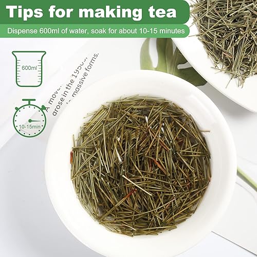 Miniatura 8 de KASVAN Té de aguja de pino orgánico (8.8 onzas)  Té de aguja de pino blanco en vitamina C y A, fácil de usar, adecuado para relajación, inmunidad