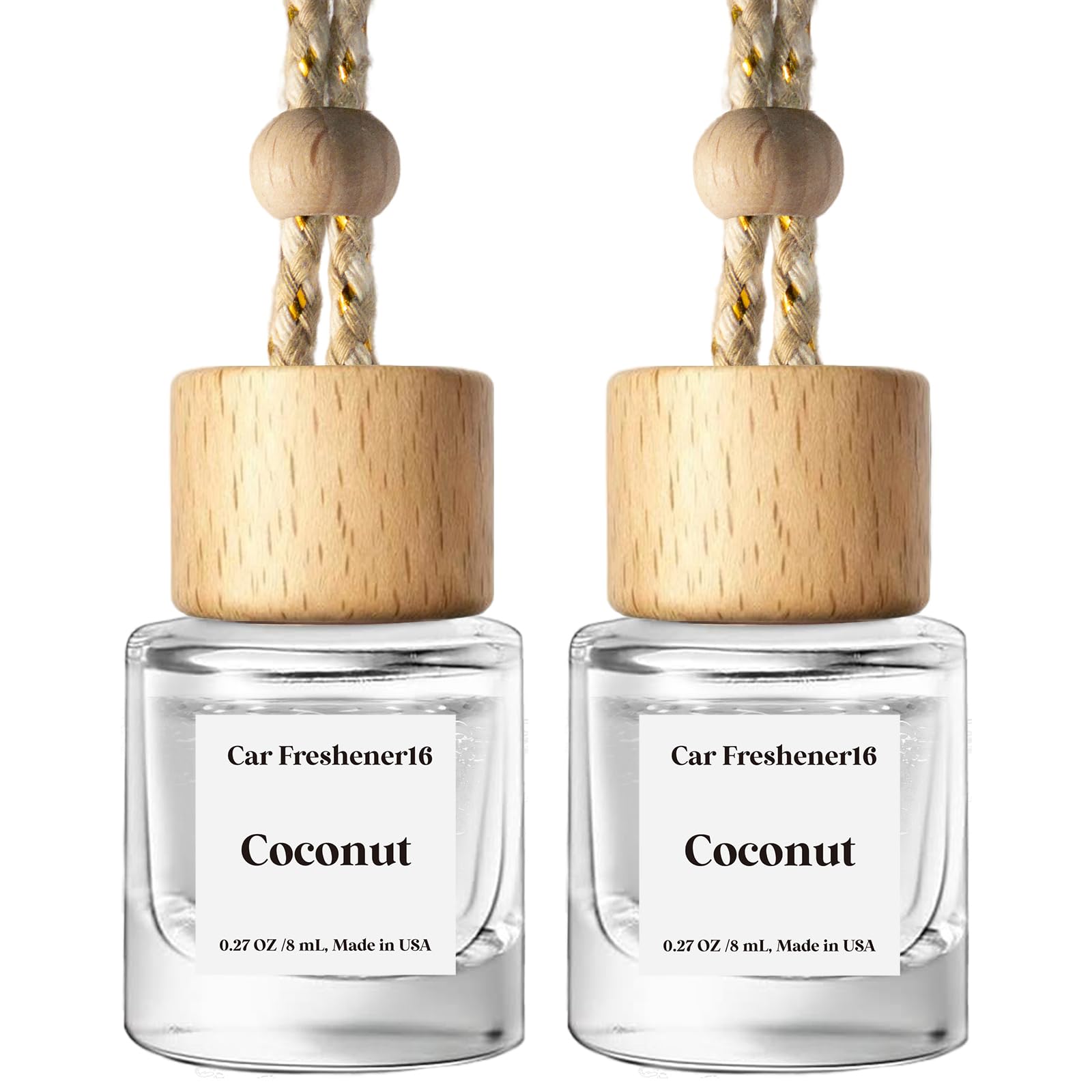 C Classy Car Air Freshener Hanging 2 Pack, Coconut Essential Oil Diffuser, Cute Car Air Freshener, Long Lasting Fragrance, Car Air Fresheners for Women & Men Gift, Made in USA