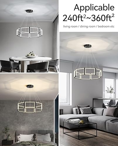 Miniatura 5 de Candelabros LED modernos, 8 luces regulables con control remoto, 3CCT 3000K-6500K LED lámpara colgante para comedor, sobre mesa, cocina, sala de