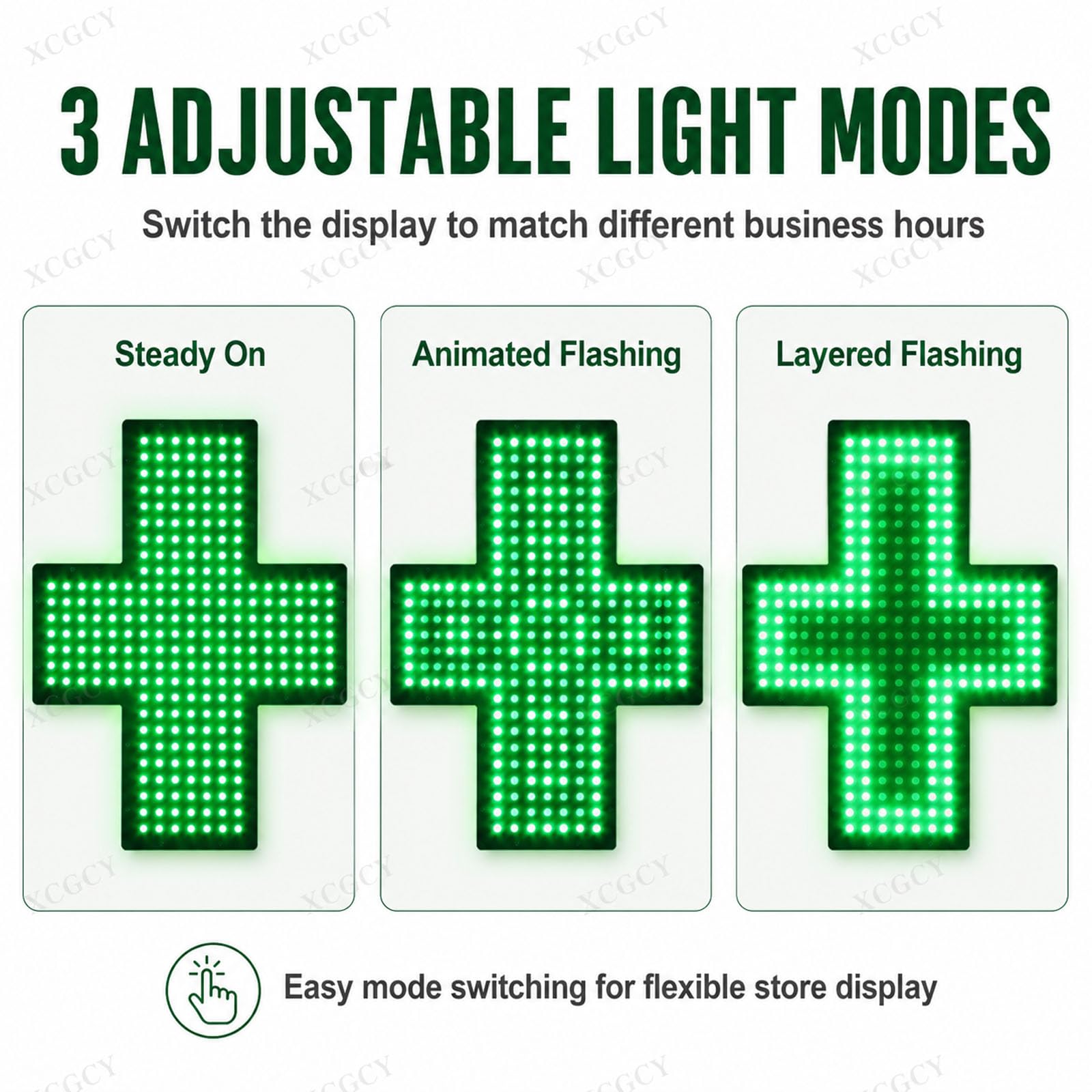 Apteka lampa krzyżowa, znak medyczny LED, 48 cm x 48 cm, zielony, antyodblaskowy panel LED, wodoodporny, 3 tryby świecenia do apteki i sklepu medycznego, do użytku wewnętrznego
