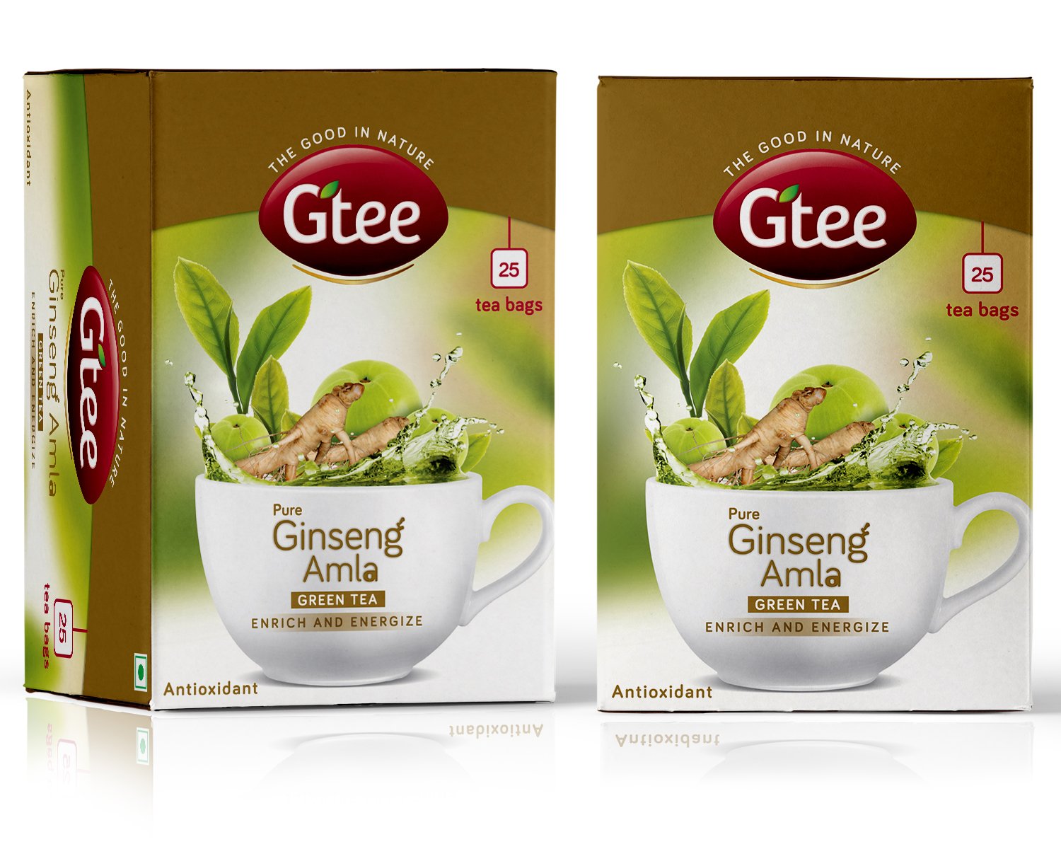 GTEE Green Tea Bags Ginseng | Pure | Organic | Natural | Fresh | 50 Tea Bag in Pack of 2 (B00WMLRDFA) Amazon Price History, Amazon Price Tracker