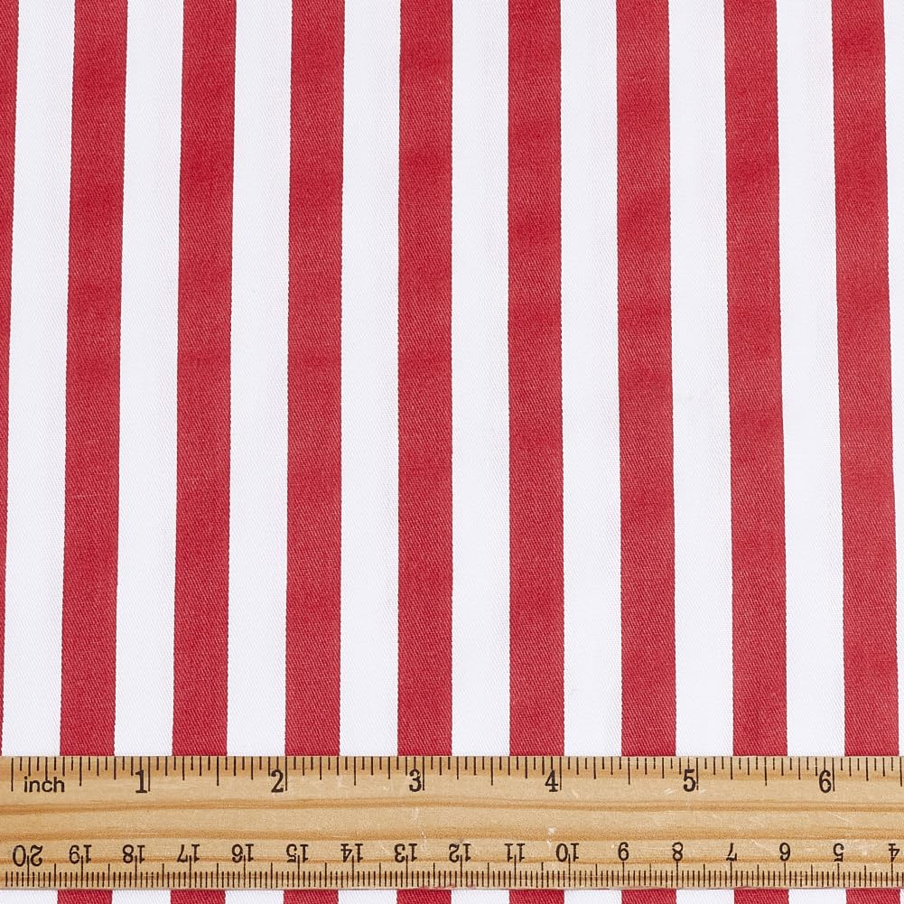 PH PandaHall 1m/1 Yard Red White Striped Fabric Cotton Stripe Fabric 1.6m Wide Striped Printed Sewing Fabrics Stripes Craft Fabrics for Costume Dress Pillows Curtains Quilting Decorative