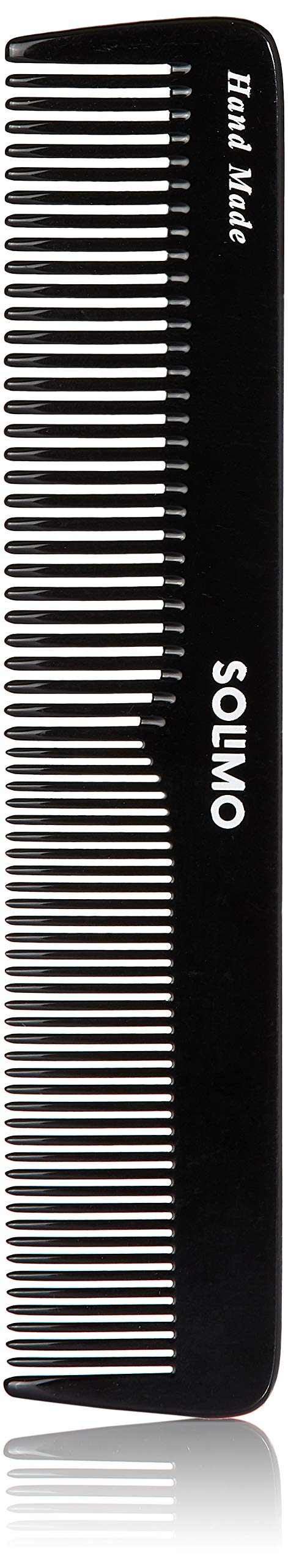 Amazon Brand - Solimo Handmade Black Wide and Long Fine-Tooth Comb, 23 cm x 7 cm